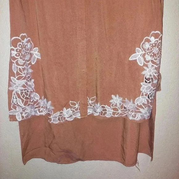 Andree by Unit Embroidered Floral Shirt Dress Duster W/Tie at Waist  Women Large - Picture 9 of 12